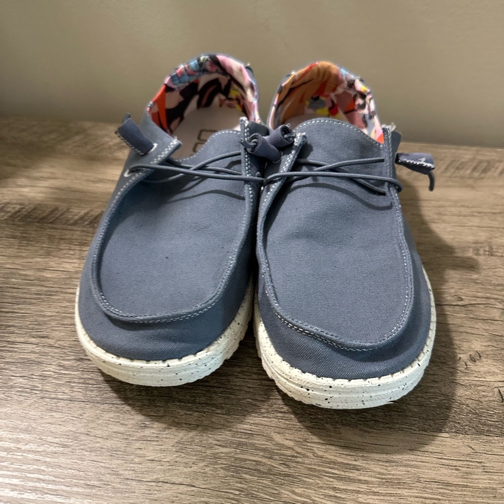 Hey Dude Blue and White Women's Sneakers - Picture 4 of 5